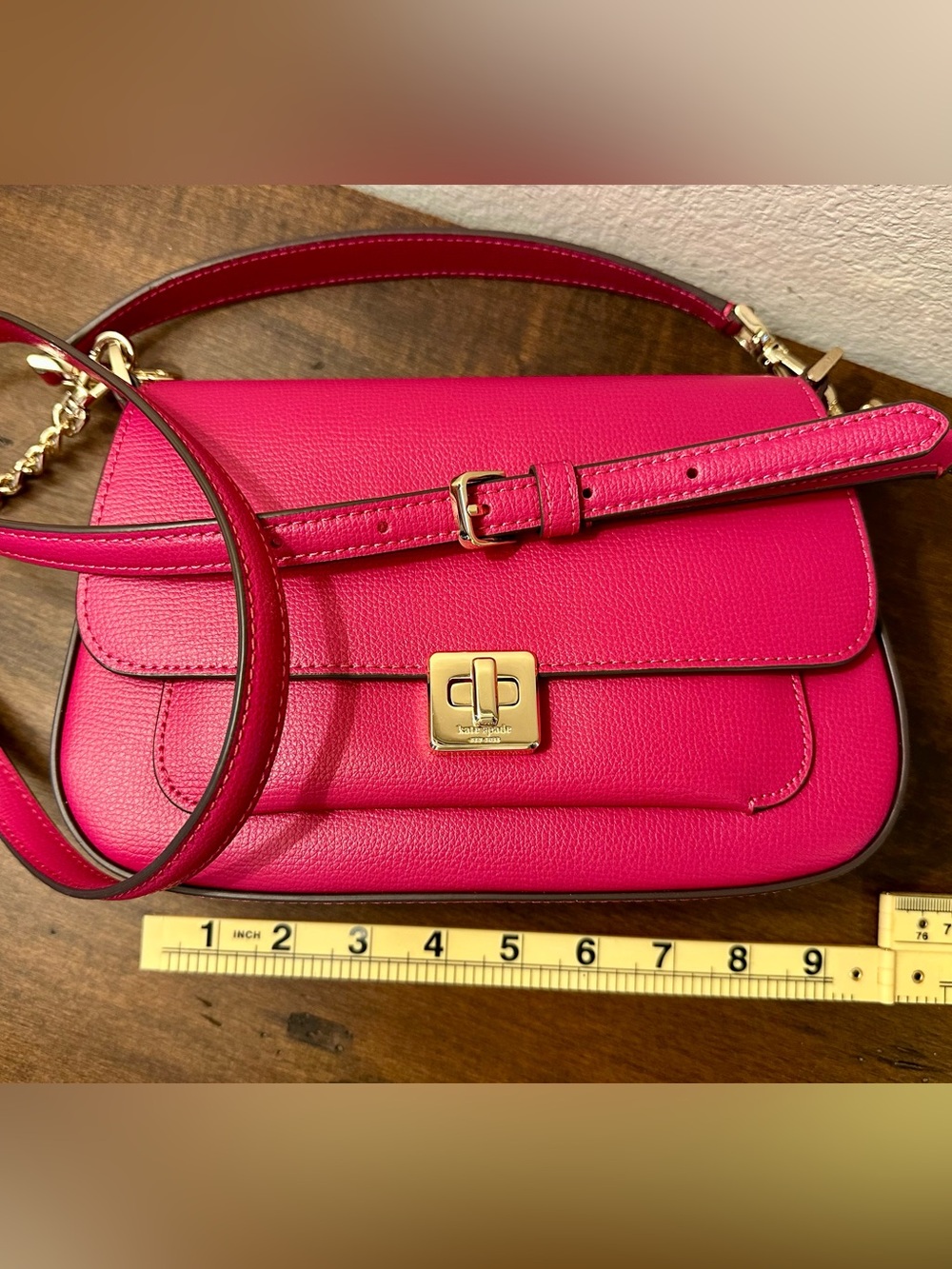Kate Spade Phoebe Flap Hot Pink Leather Convertible Crossbody/Shoulder Bag